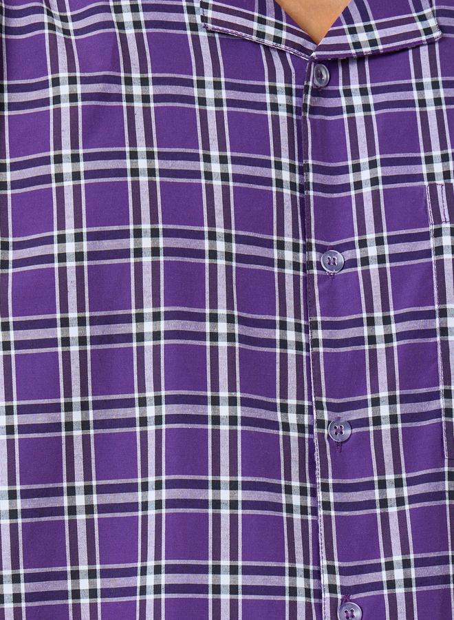 Styli Men Relaxed Fit Checked Shirt and Pyjama Set - Image 3